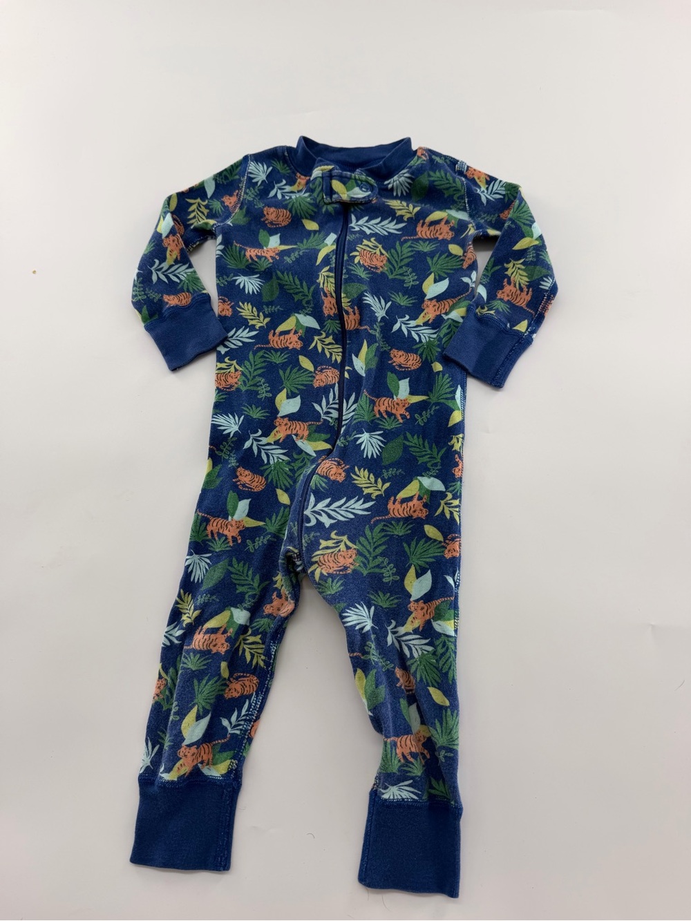 Hanna Andersson Night Night Sleeper Baby Blue Pajama Tigers Leaf Organic Cotton
